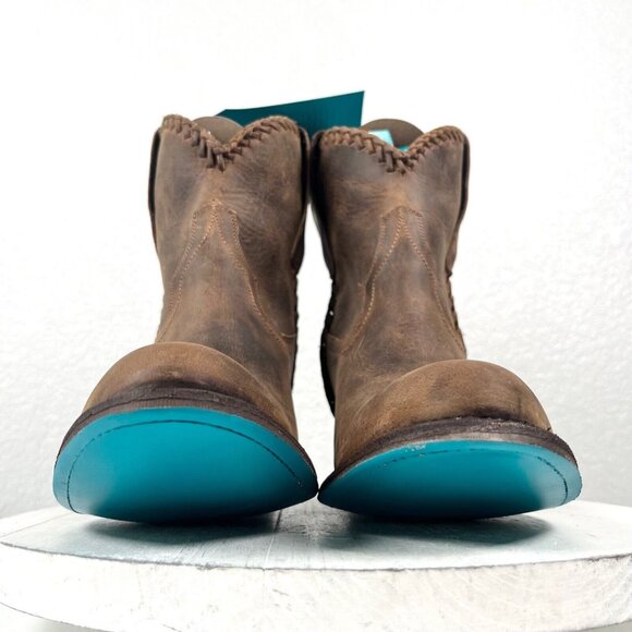 Lane PLAIN JANE Womens Womens 9.5 Brown Cowboy Ankle Boots Short Cowgirl Bootie - Picture 5 of 10
